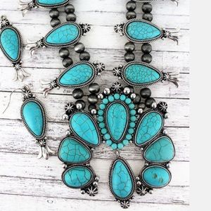 Turquoise Squash Blossom necklace and earrings